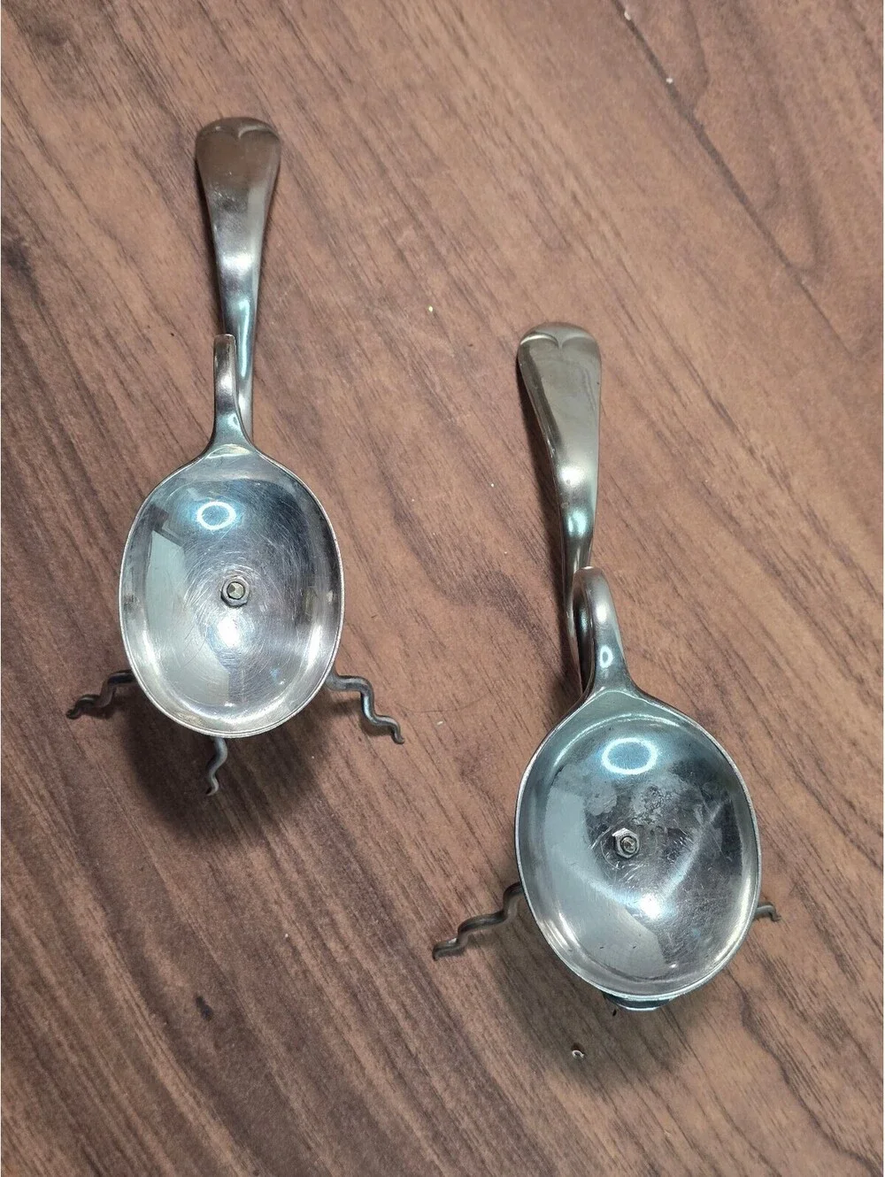 Vintage Spoon Art Candelabra Set Repurposed Silverware Candle Holders Pair